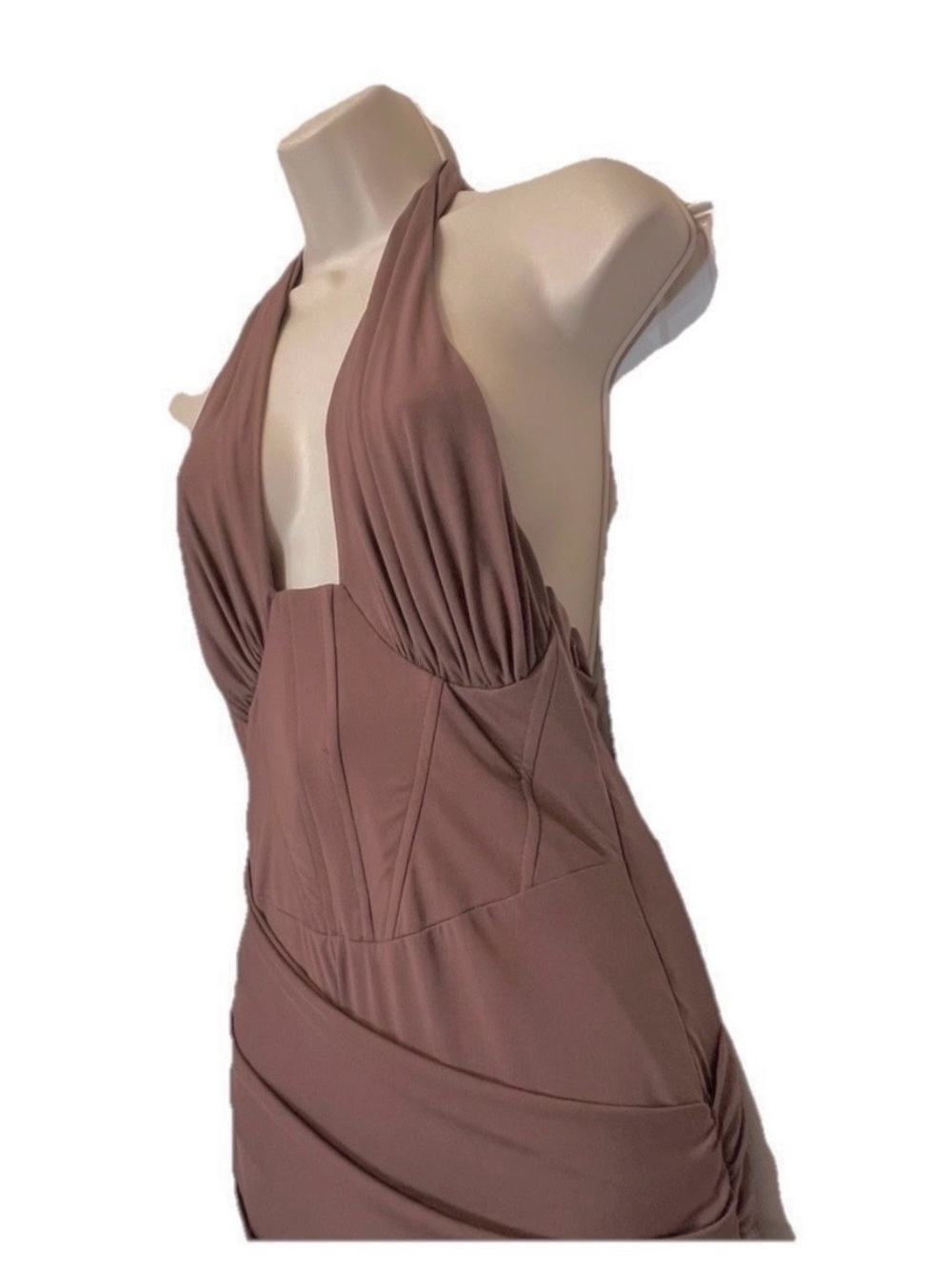 ASOS‎ Design Halter Dress, Form Fitting, Color Brown, Size 0 - Picture 5 of 13